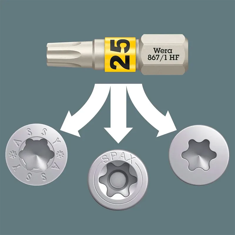 Bit-Check 30 Wood TX HF 1 05057436001 Bitset 30-delig Torx, Kruiskop Phillips, Kruiskop Pozidriv van Wera – productafbeelding 5 van 6
