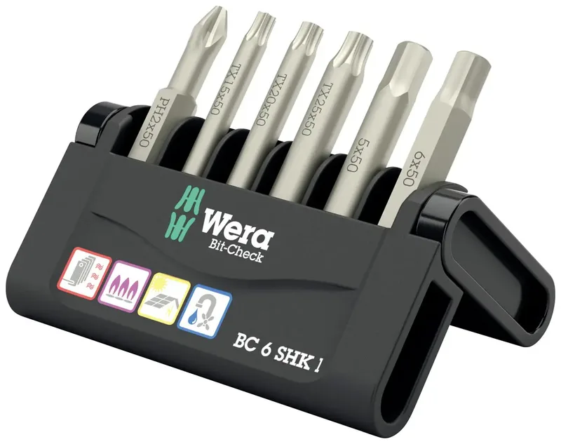 Bit-Check 6 SHK 1 SB 05073631001 Bit-Set 6teilig Kreuzschlitz Phillips, TORX, Innen-Sechskant by Wera – product image 1 of 2