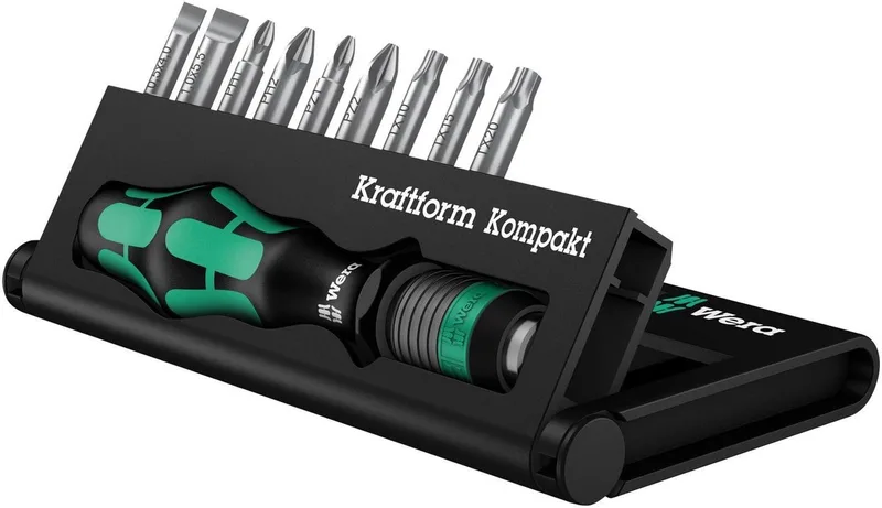 Bit Set Kraftform Kompakt 10 von Wera, Grün, Schwarz – Produktbild