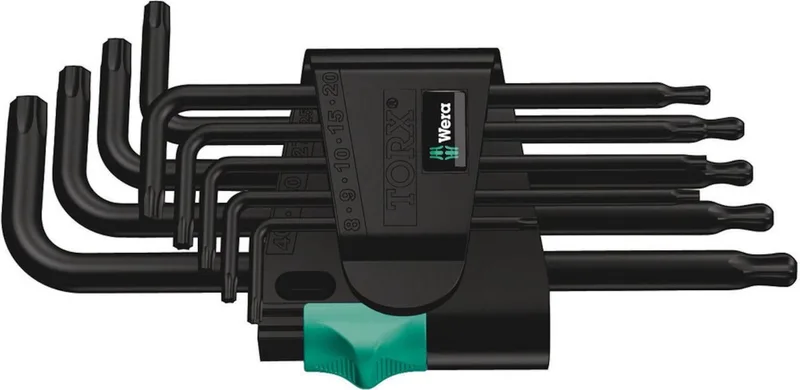 Winkelschlüsselsatz 967 PKL/9 9-tlg.T8-T40 m.Kugelk.Kunstoffhalter von Wera, Kleurloos – Produktbild 1 von 5