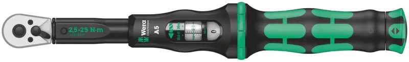 Click-Torque A 5 05075604001 Drehmomentschlüssel kalibriert (ISO) mit Umschaltknarre 1/4 (6.3 mm) 2.5 - 25 Nm de Wera – image du produit