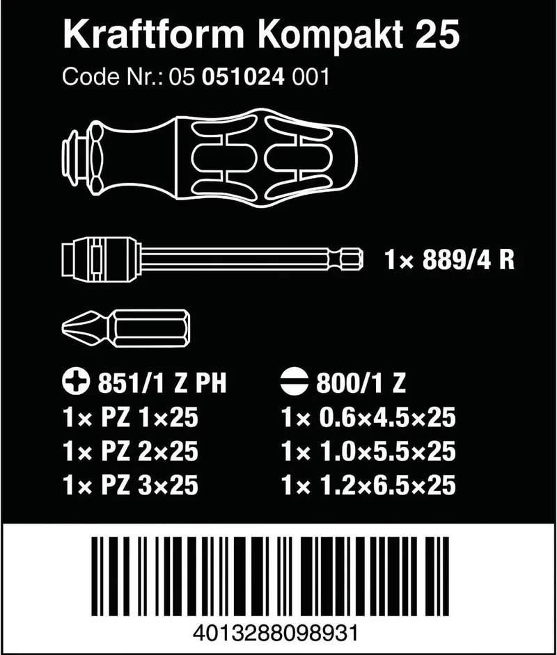 Kraftform Kompakt 25 met Tas - 05051024001 by Wera, Black – product image