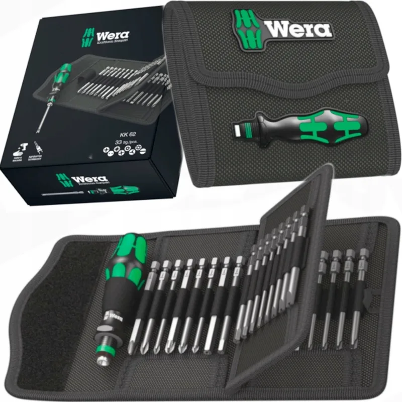 Kraftform Kompakt 33-delige bitset met handgreep en koffer by Wera, Green – product image