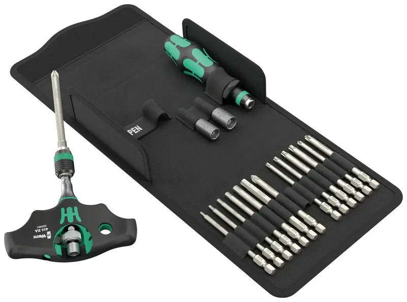 Kraftform Kompakt 400 RA SHK Set 1 05136072001 Bit-Set 19teilig Kreuzschlitz Phillips, Kreuzschlitz Pozidriv, Innen-Sechskant Schnellwechselfutter de Wera – image du produit 1 sur 3