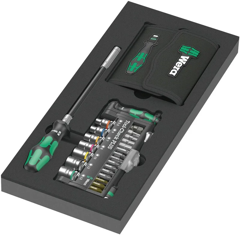 Kraftform Kompakt + Tool-Check PLUS Bit schroevendraaier 1/4" by Wera, Grey, Green – product image