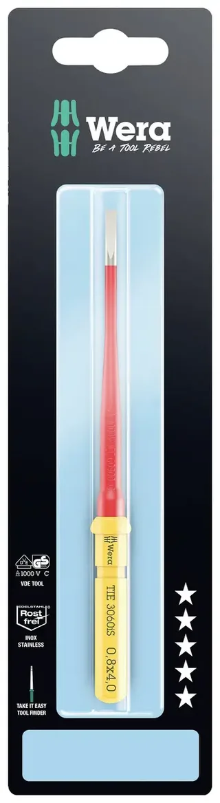 Kraftform Kompakt VDE 3060 iS 0,8x4,0x157mm TIE SB Elektriker Schlitz Wechselklinge 4.0 mm SL 4.0 157 mm von Wera – Produktbild 1 von 2