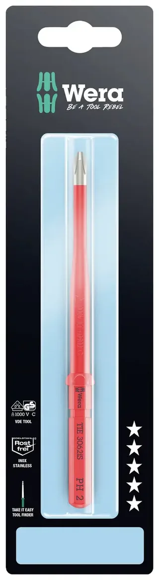Kraftform Kompakt VDE 3062 iS PH 2 x 157 mm TIE SB Elektriker Kreuz Wechselklinge PH 2 157 mm från Wera – produktbild 1 av 2