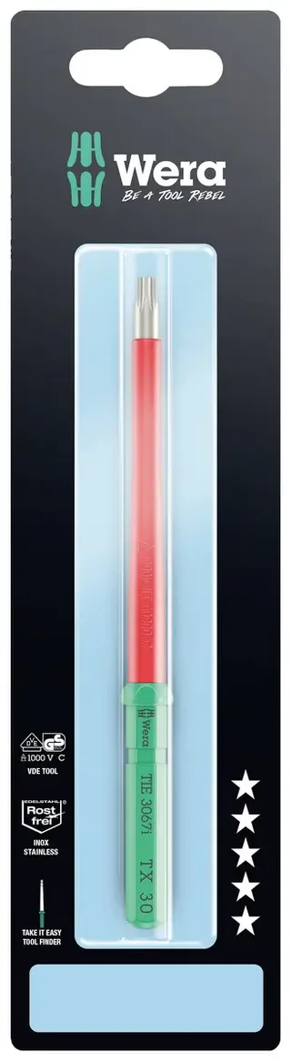 Kraftform Kompakt VDE 3067 i TX 30x157mm TIE SB Elektriker TORX Wechselklinge TX 30 157 mm de Wera – image du produit 1 sur 2