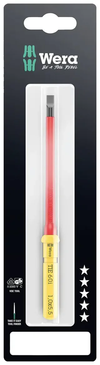 Kraftform Kompakt VDE 60 i 1,0x5,5x157 mm TIE SB Elektriker Schlitz Wechselklinge 5.5 mm SL 5.5 157 mm von Wera – Produktbild 1 von 2
