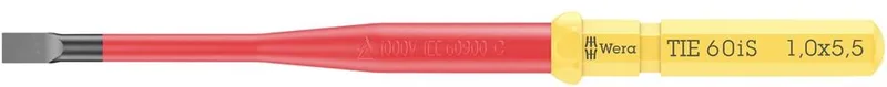 Kraftform Kompakt VDE 60 iS 1,0 x 5,5 x 157 mm TIE Elektronica Plat Verwisselbare kling 5.5 mm de Wera, Kleurloos – image du produit