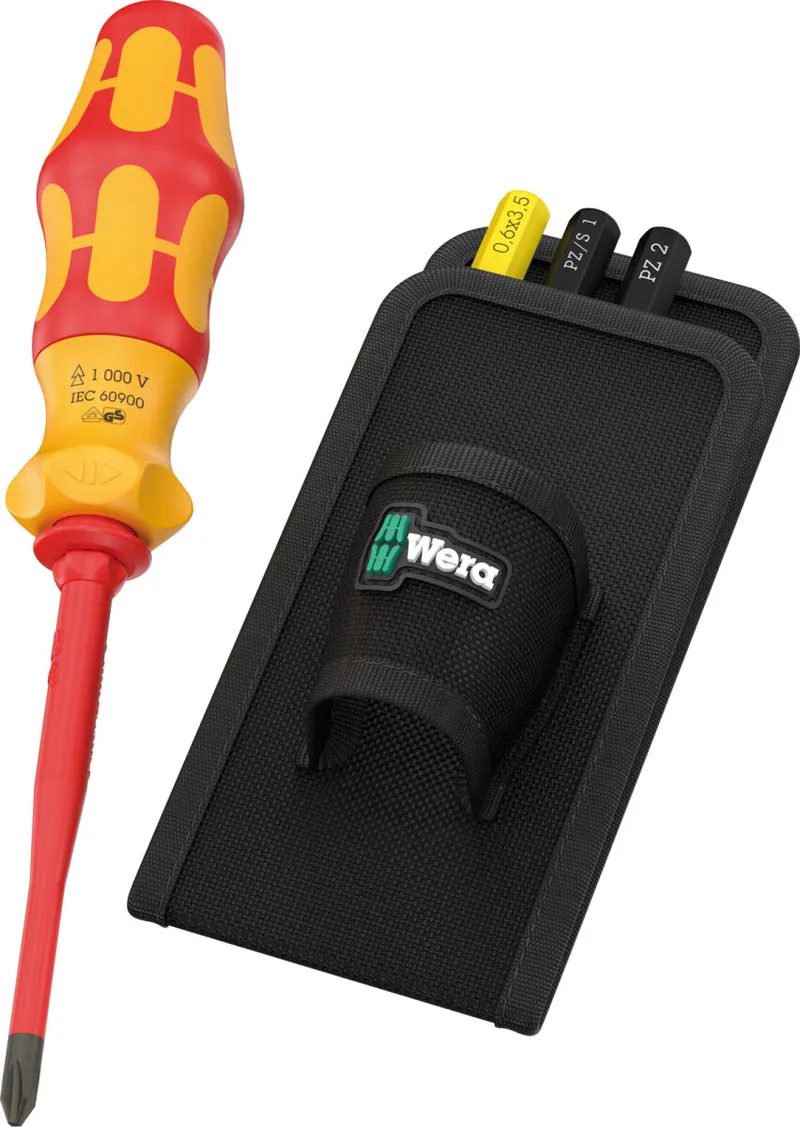 Kraftform Kompakt VDE GO RA 1 Schraubendreher Set mit Holster PH 2 PZ 2 PZ/S 1 Schlitz 0.6x3.5 5-tlg. von Wera – Produktbild