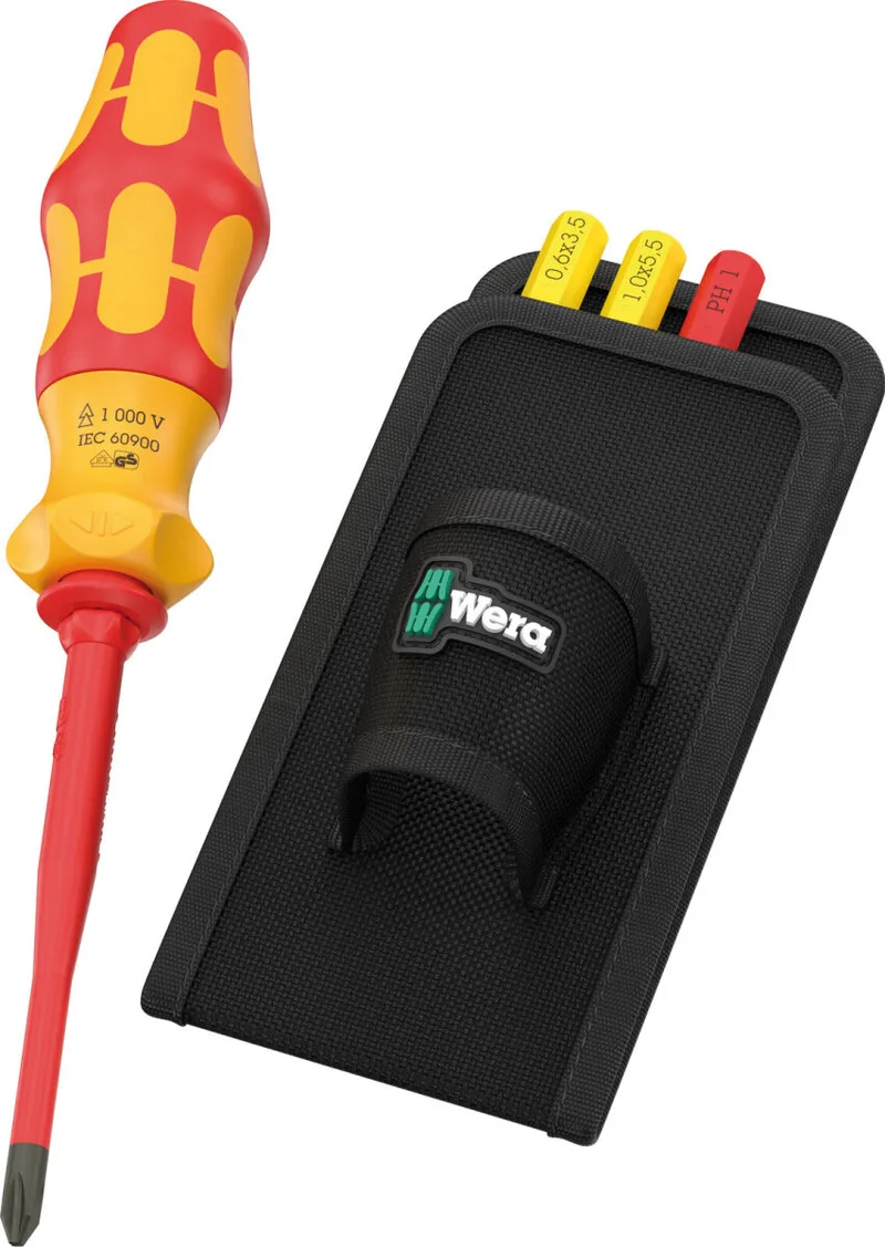 Kraftform Kompakt VDE GO RA 2 Schraubendreher Set mit Holster PH 1 PH 2 Schlitz 0.6x3.5 und 1x5.5 5-tlg. by Wera – product image