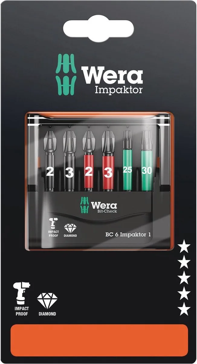 Mini-Check IMP DC 50 mm PH/PZ/TX 05073890001 Bitset 6-delig Kruiskop Phillips, Kruiskop Pozidriv, Binnen-Torx Impa by Wera – product image
