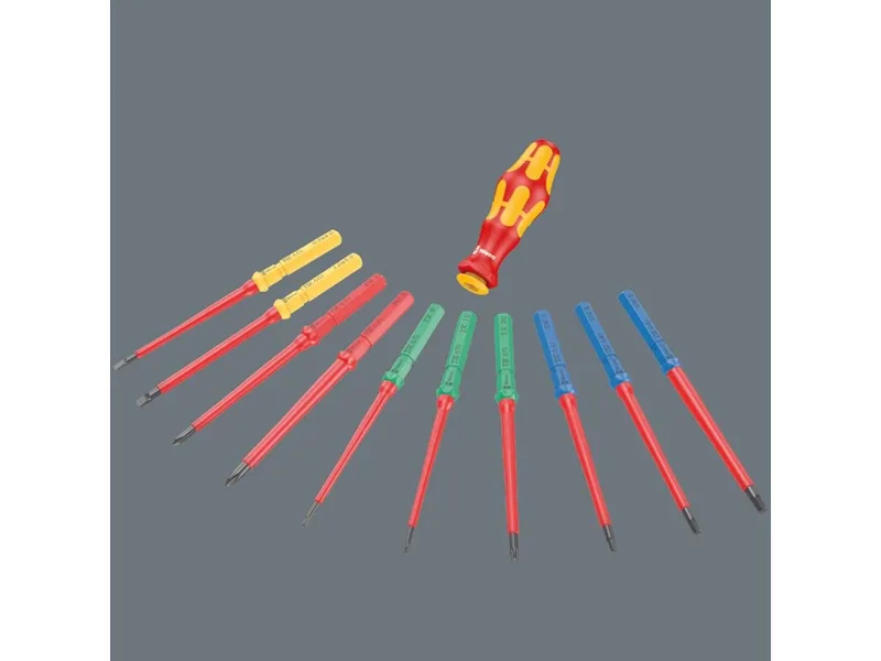 Schraubendreher Kraftform Kompakt VDE Big Pack 1, (Set, 26-tlg), Wechselklingen Set, 2x Kraftform Handhalter 817 in robuster Falttasche van Wera, Zwart – productafbeelding 4 van 5