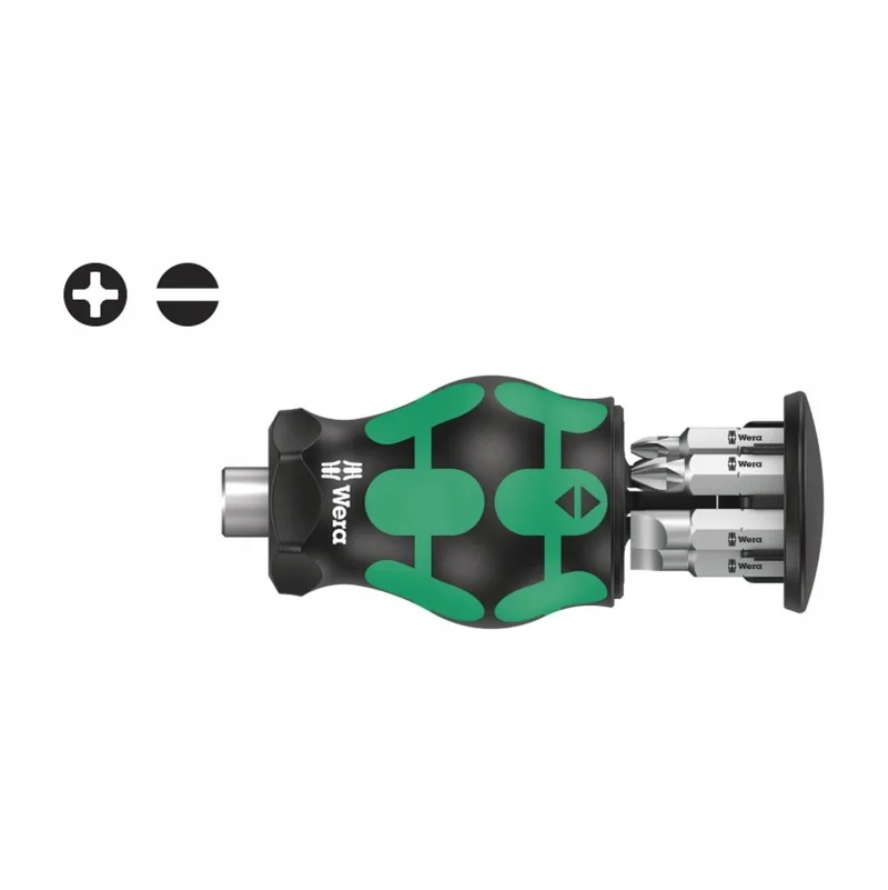 Kraftform Kompakt Stubby Magazin 4 Bit-Satz von Wera, Grün – Produktbild