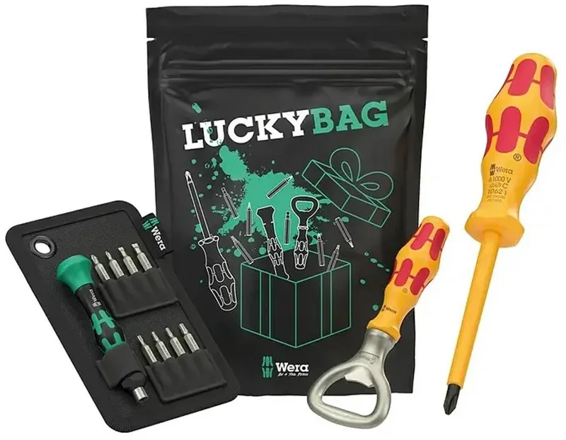 Tooltüte cadeau set gereedschapset 05136056001 + Flessenopener von Wera, Grün – Produktbild