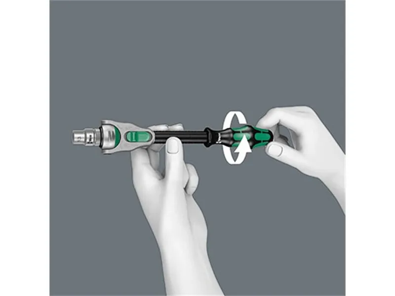 Umschaltknarre Wera 8100 SA/SC 2 Zyklop Speed-Knarrensatz 43 tlg (Set), metrisch, 1/4 und 1/2 Zoll, im stabilen Metallkoffer fra Wera, Grøn, Sort – produktbillede 5 af 5