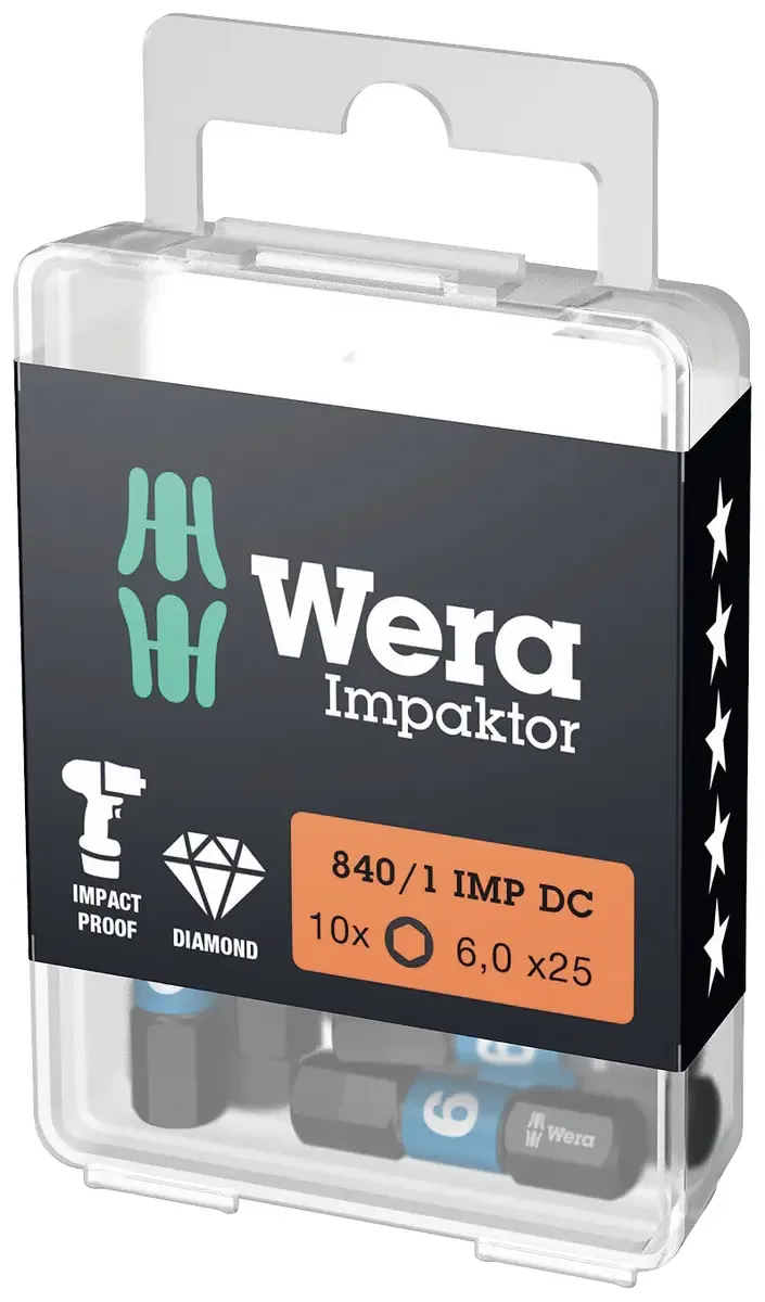 Wera 05057606001 Embout 6 pans Propulseur: 1/4 (6.3 mm) Sortie: 6 pans intérieurs 6 50 mm de Wera – image du produit