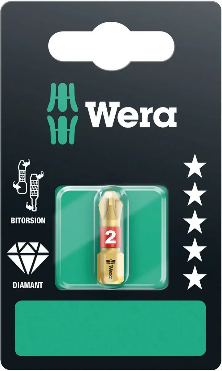 Wera 05073332001 851/1 BDC SB SiS Kreuzschlitz-Bit Antrieb: 1/4 (6.3 mm) Abtrieb: Kreuzschlitz Phillips PH 1 25 mm von Wera – Produktbild