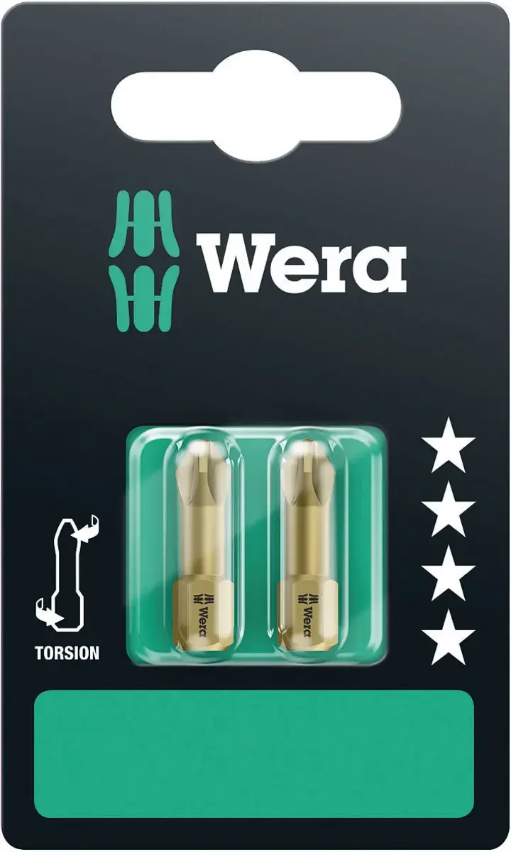 Wera 05073371001 855/1 TH SB SiS Kreuzschlitz-Bit Antrieb: 1/4 (6.3 mm) Abtrieb: Kreuzschlitz Pozidriv PZ 2 25 mm von Wera – Produktbild