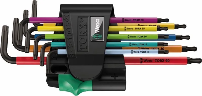 Wera 05073599001 9-delige Multicolour Stiftsleutelset met kogelkop op kaart - Torx / Torx Tamper Resistant - T8-40 de Wera, Kleurloos – image du produit