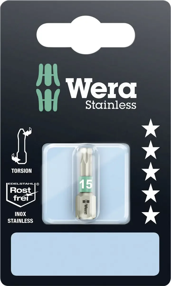 Wera 05073621001 3867/1 TS SB SiS TX-bit Drev (skruetrækker): 1/4 (6,3 mm) Udgang: TX TX 15 25 mm fra Wera – produktbillede