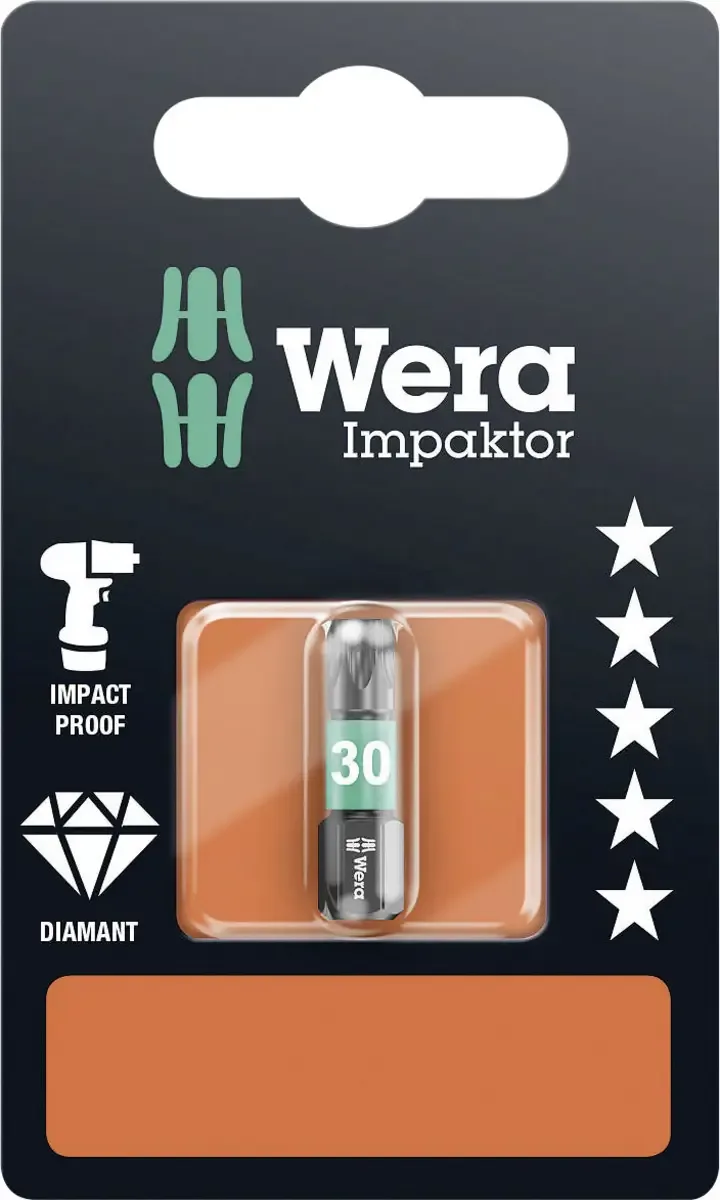 Wera 05073926001 867/1 IMP DC SB SiS TX-Bit Antrieb: 1/4 (6.3 mm) Abtrieb: TX TX 30 25 mm de Wera – image du produit