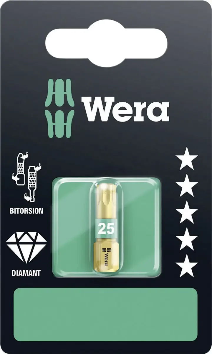 Embout TX TX 25 Wera 05134377001 Acier à outils allié, revêtement diamanté Forme (embouts): D 6.3 1 pc(s) de Wera – image du produit