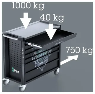 Wera 05150132001 Werkstattwagen Stahl, Edelstahl, EVA-Schaumstoff Herstellerfarbe: Schwarz van Wera – productafbeelding 2 van 2