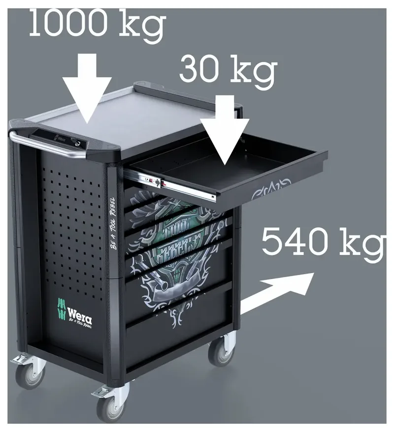 Wera 05150136001 Werkstattwagen Stahl, Edelstahl, EVA-Schaumstoff Herstellerfarbe: Schwarz von Wera – Produktbild 2 von 2