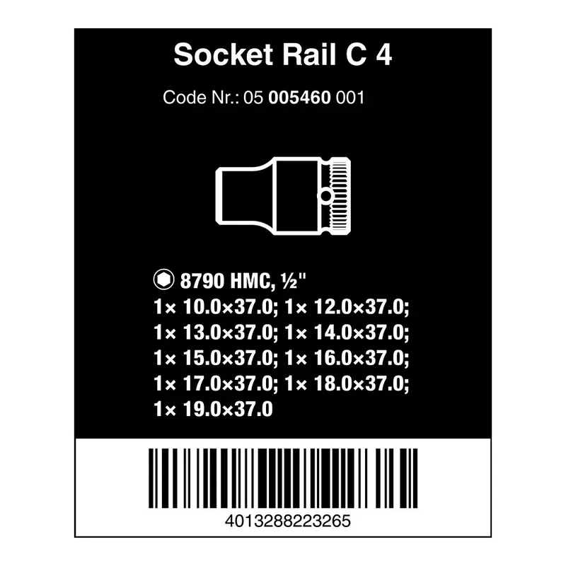 Wera 1/2´´ Rail C4 Dopsleutelset 9 Stukken by Wera – product image 3 of 3