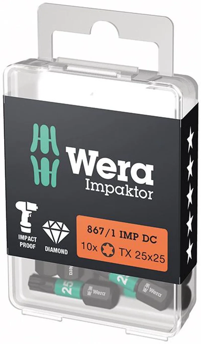 Wera 10x Bit 867/1 IMP DC T25 Lengte 25 mm 1/4" C6.3 Slagpin... by Wera – product image
