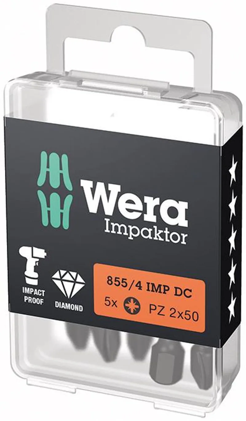 Wera 5x Bit 855/4 IMP DC PZD2 Lengte 50 mm 1/4" E6.3 Slagmoe... by Wera – product image