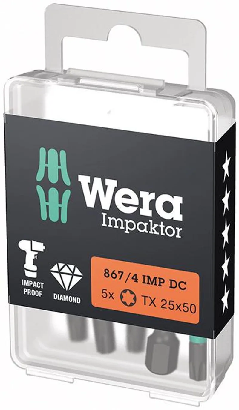 Wera 5x bit 867/4 IMP DC T25 Lengte 50 mm 1/4" E6.3 Slagmoer... by Wera – product image