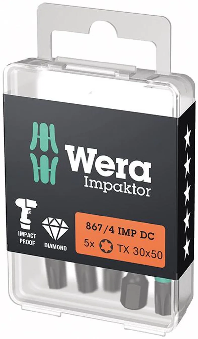 Wera 5x bit 867/4 IMP DC T30 Lengte 50 mm 1/4" E6.3 Slagmoer... by Wera – product image