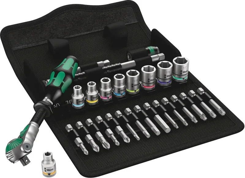 Wera 8100 SA 9 Zyklop Topnøglesæt Tommer 1/4 28 dele 05004019001 fra Wera – produktbillede