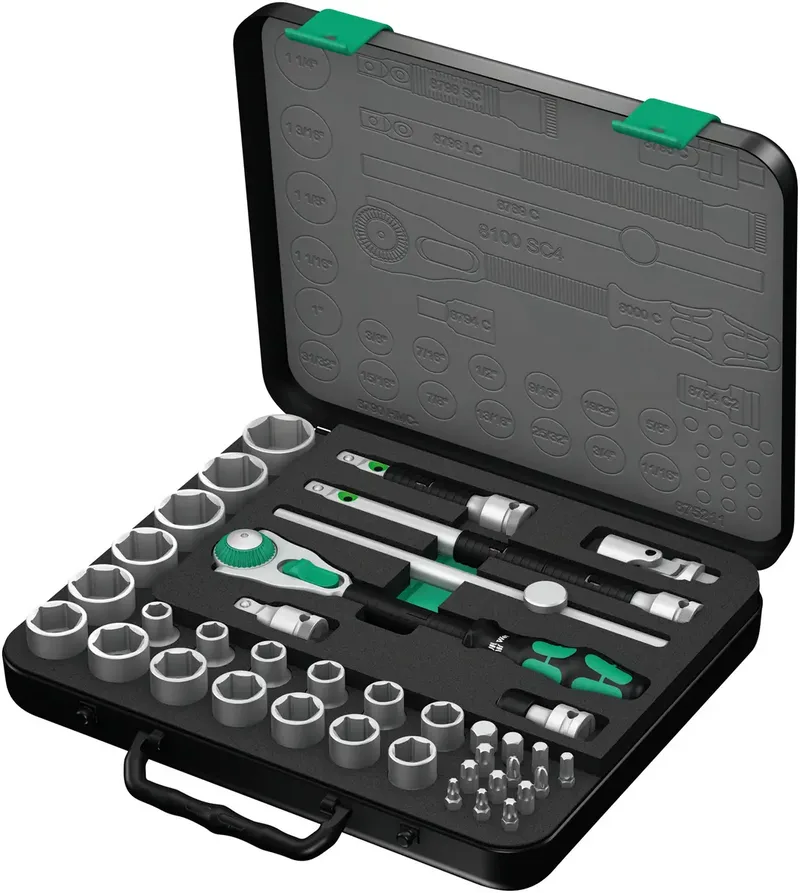 Wera 8100 SC 4 Zyklop Steckschlüsselsatz zöllig 1/2 (12.5 mm) 38teilig 05003647001 von Wera – Produktbild