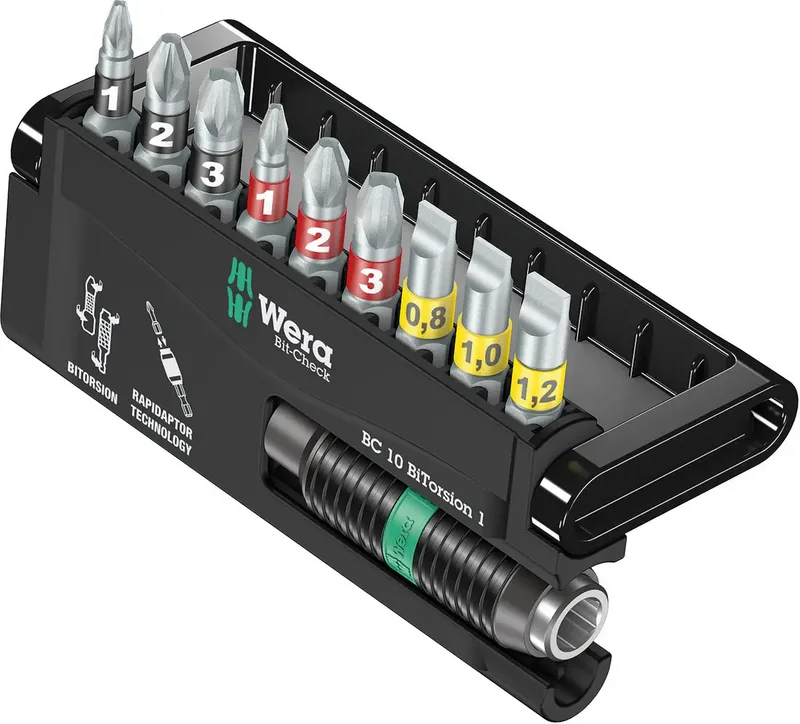 Wera 8700-9/BTZ 05056374001 Bit-Set 10teilig Schlitz, Kreuzschlitz Phillips, Kreuzschlitz Pozidriv BiTorsion by Wera – product image