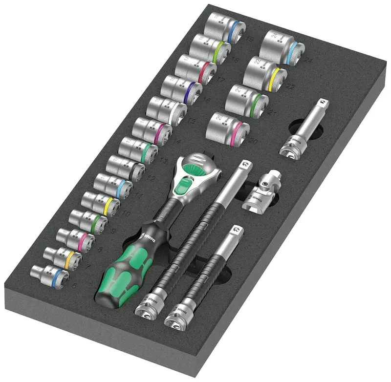 Wera 9721 05150111001 6 pans extérieurs, quatre pans extérieurs Cliquet cyclope avec cliquet 3/8 23 pièces carré de Wera – image du produit