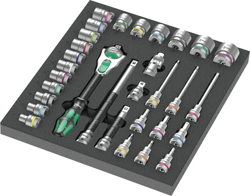 Zyklop 05150112001 Dop (zeskant), Buiten-vierkant, Torx Zyklop-ratel 31-delig fra Wera, Kleurloos – produktbillede