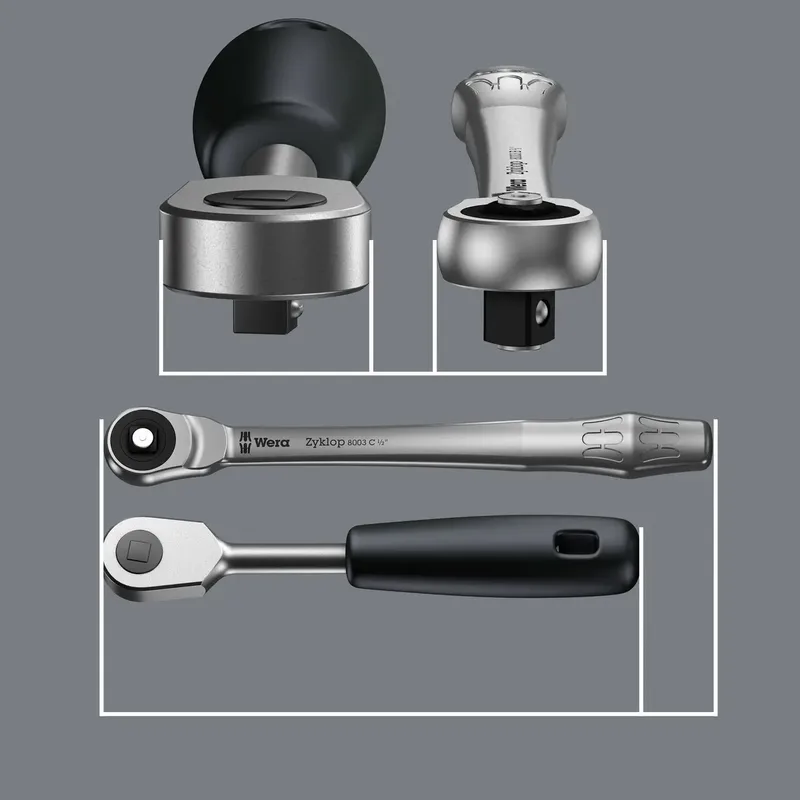Zyklop Metal 8003 A 05004003001 Cliquet réversible 1/4 (6.3 mm) 141 mm de Wera – image du produit 2 sur 3