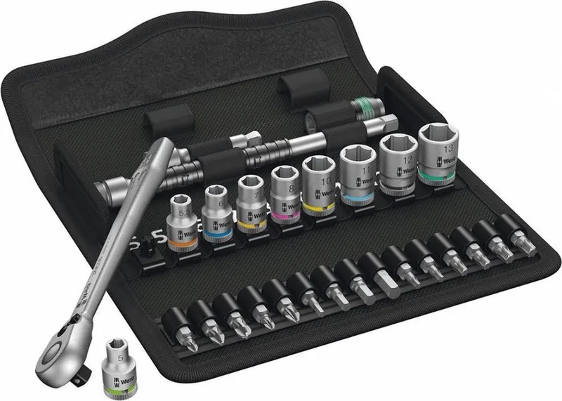 Zyklop Metal 8100 SA 7 05004017001 Dopsleutelset Metrisch 1/4 (6.3 mm) 28-delig van Wera, Kleurloos – productafbeelding