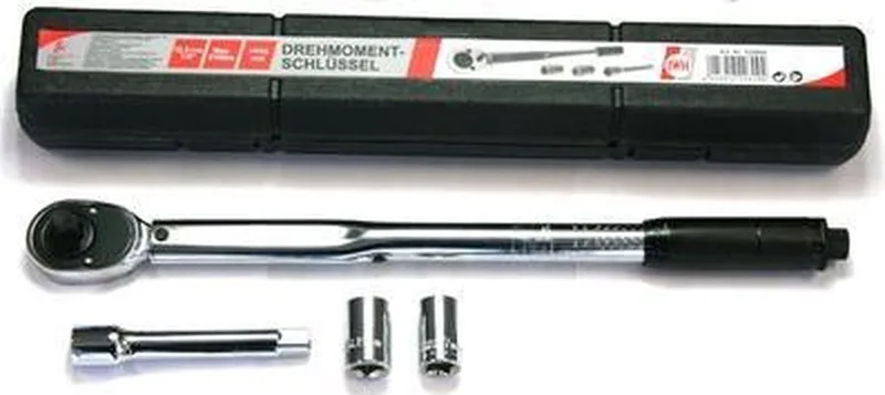 Momentsleutel met ratelmechanisme, 100 mm verlengstuk en polypropyleendoppen 17/19 mm voor auto en motorfiets wielwissel de Westfalia, Noir – image du produit