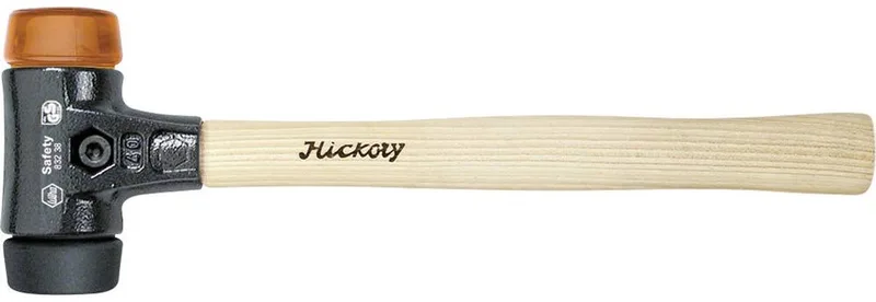 Schonhammer Safety mittelweich/ hart mit Hickory-Holzstiel, Rund-Schlagkopf 50 mm von Wiha, Kleurloos – Produktbild