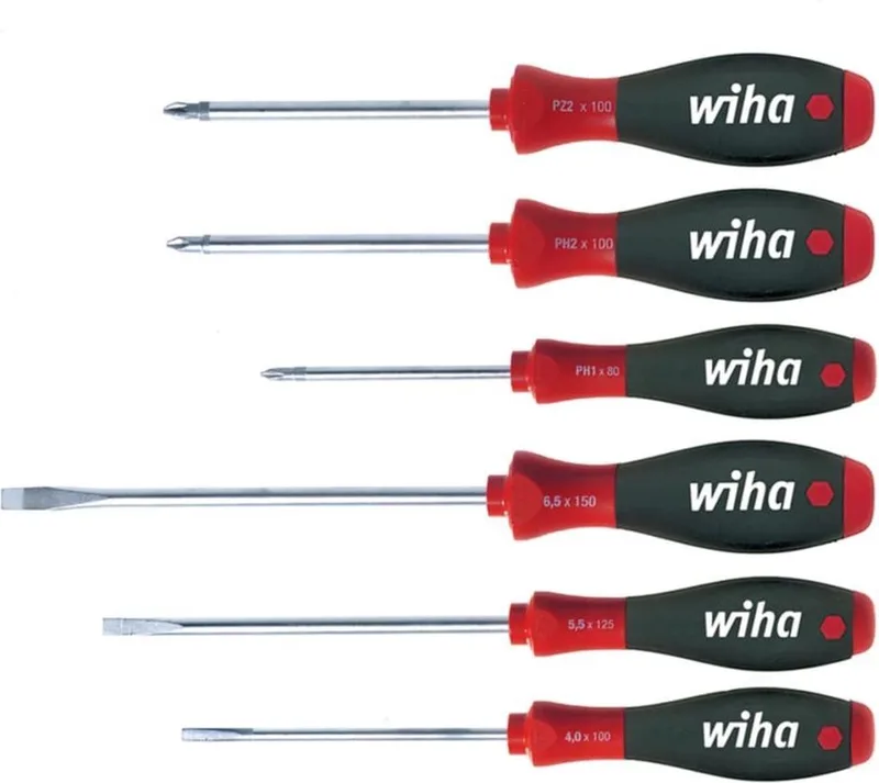 302 HK6 01 SoftFinish sleufkop/ Phillips/ Pozidriv-Schroevendraaierset - 6 delig von Wiha, Kleurloos – Produktbild