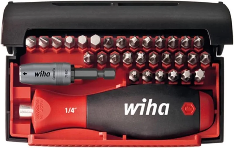34686 Bitset 32-delig Plat, Kruiskop Phillips, Kruiskop Pozidriv, Inbus, Binnen-Torx de Wiha – image du produit