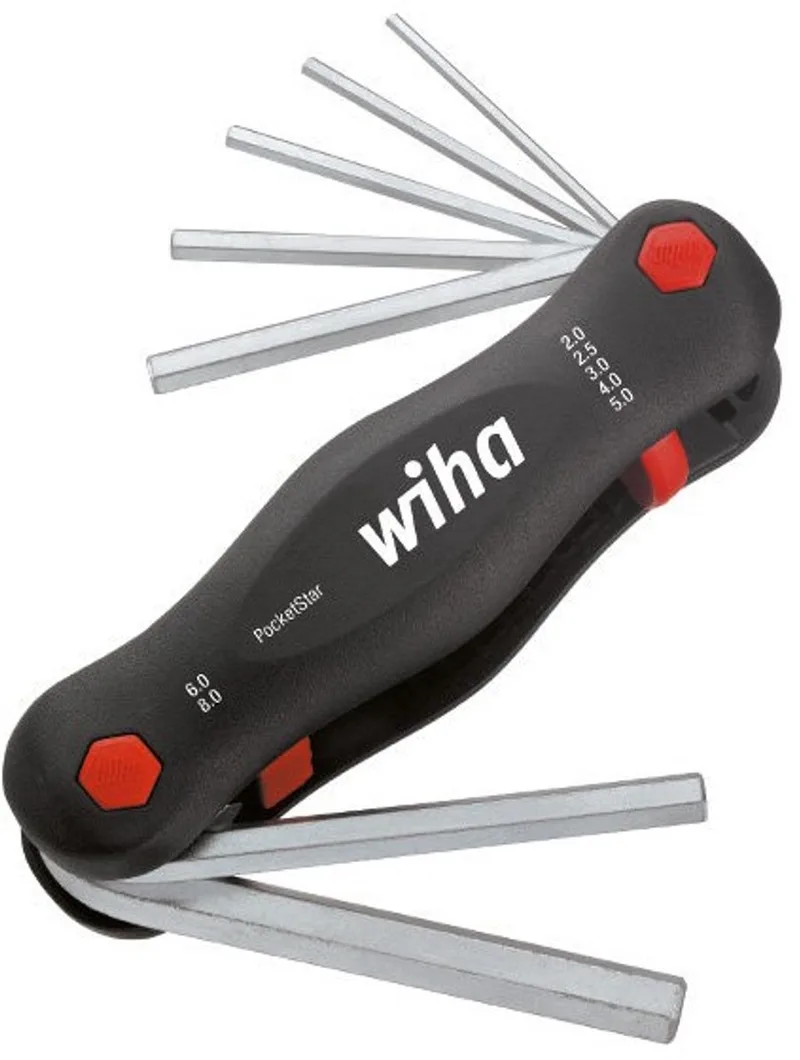 351 PG7 7-delige Mini PocketStar Inbussleutelset - uitklapbaar model - 2-8mm by Wiha, Black, Red – product image