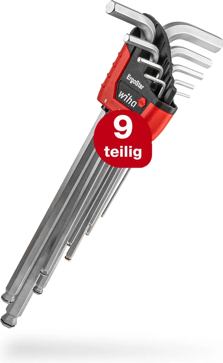 369R H9 9-delige Inbussleutelset in ErgoStar houder - 1,5-10mm de Wiha, Kleurloos – image du produit
