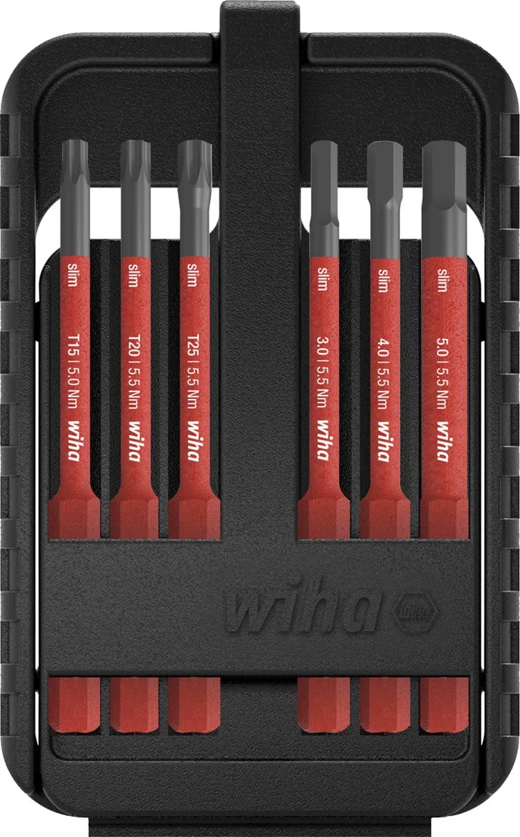 44366 | Bitset slimBit electric | 7-delig by Wiha, Red – product image