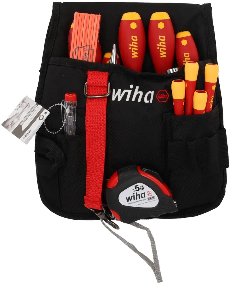 Wiha 44574 44574 pour électricien Sacoche à outils équipée 18 pièces (l x H x P) 250 x 280 x 80 mm de Wiha, Noir, Rouge – image du produit